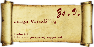 Zsiga Varsány névjegykártya
